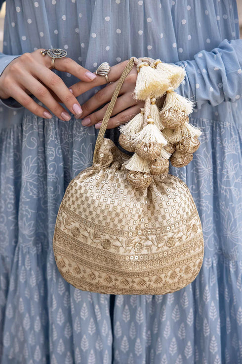 Resham Potli Bag Offwhite